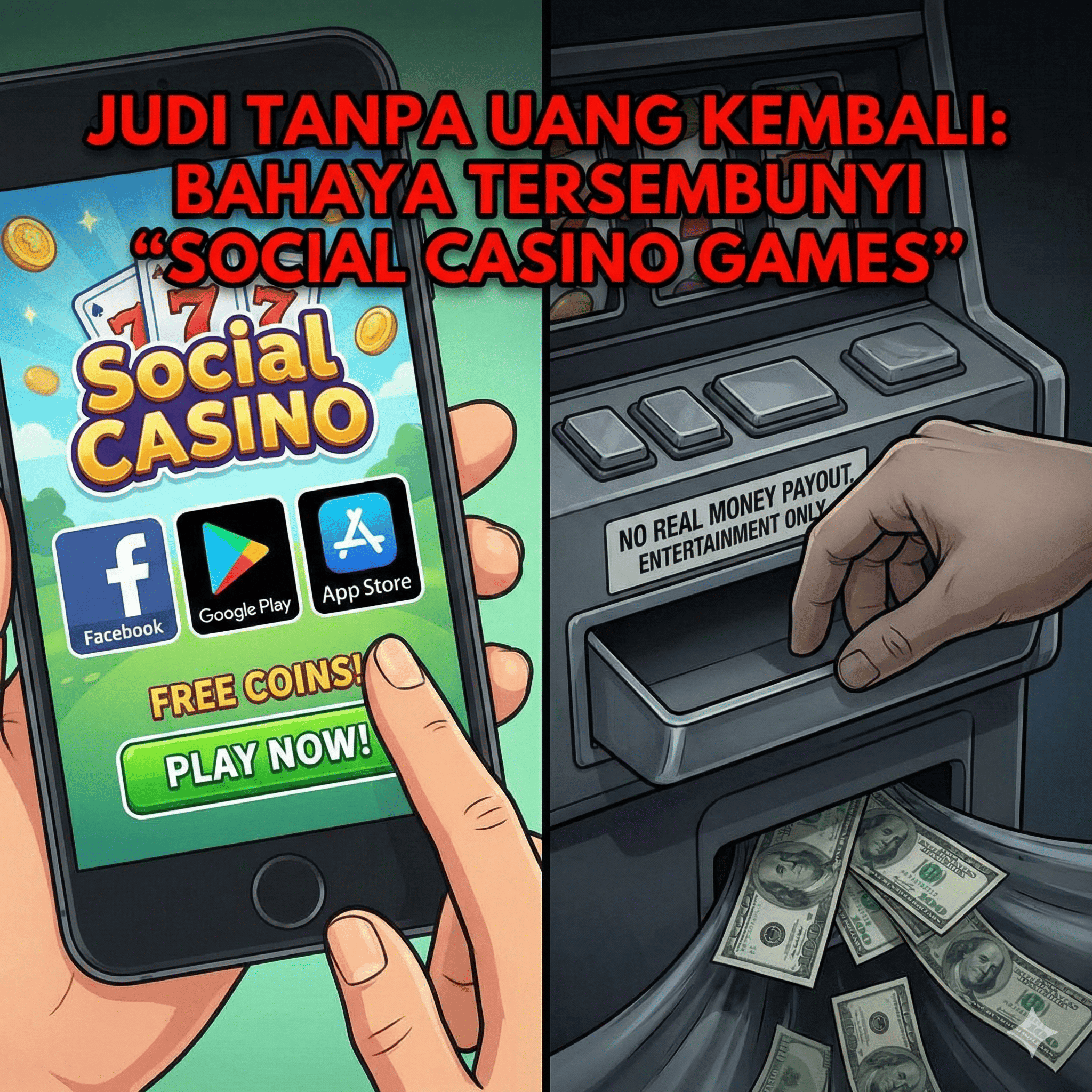Judi Tanpa Uang Kembali: Bahaya Tersembunyi 'Social Casino Games' di Facebook dan Toko Aplikasi